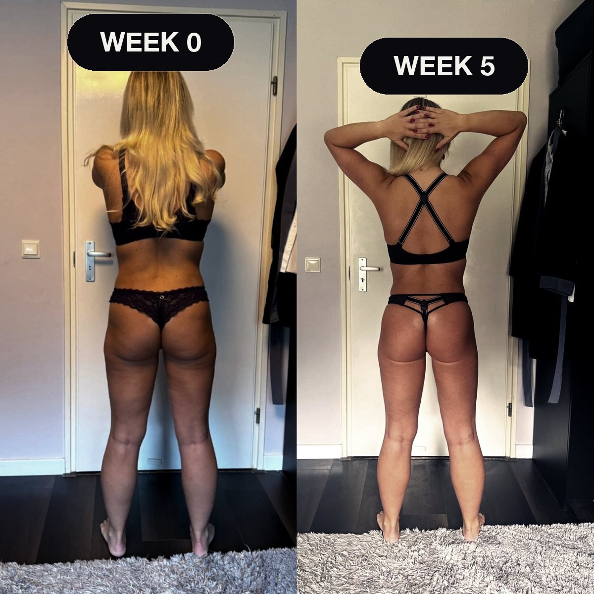 Client back development compared five weeks apart